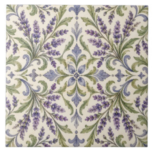 Vintage Lavender Botanical Ceramic Tile
