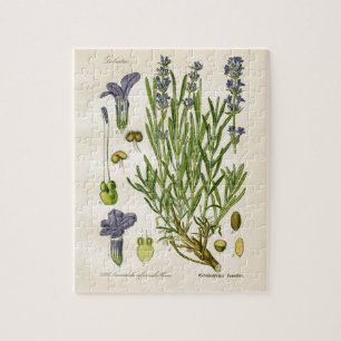 Vintage Lavender Botanical Print Jigsaw Puzzle