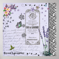 Vintage Lavender Collage poster