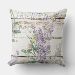 Vintage Lavender Cotton Throw Pillow 20" x 20"