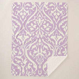 Vintage Lavender Damask Cosy Sherpa Blanket