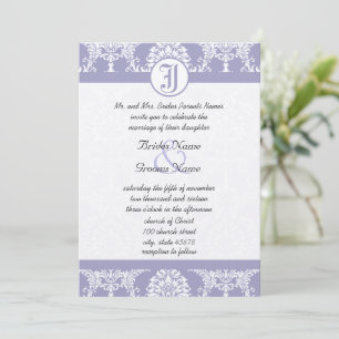 Vintage Lavender Damask Your Photo Wedding Invites
