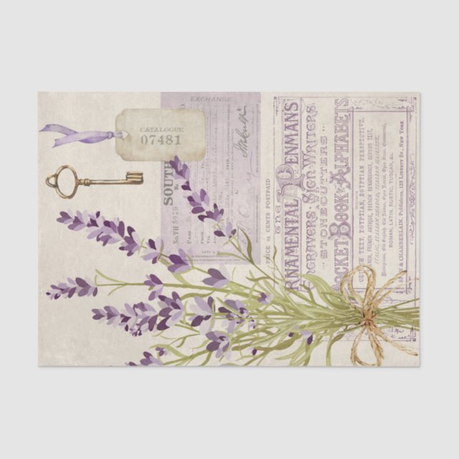 Vintage Lavender Decoupage Tissue Paper (Front)