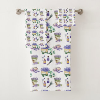 Vintage Lavender Fields of Provence Bath Towel Set
