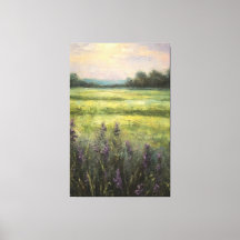 Vintage Lavender Fields Oil Painting on Canvas