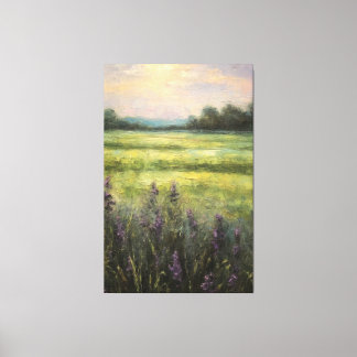 Vintage Lavender Fields Oil Painting on Canvas Print