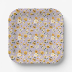 Vintage Lavender Floral Pattern Baby Shower Plate