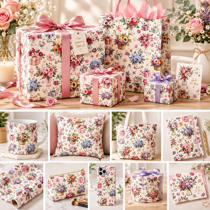 Vintage Lavender Floral Pattern Soft Purple Flower Wrapping Paper