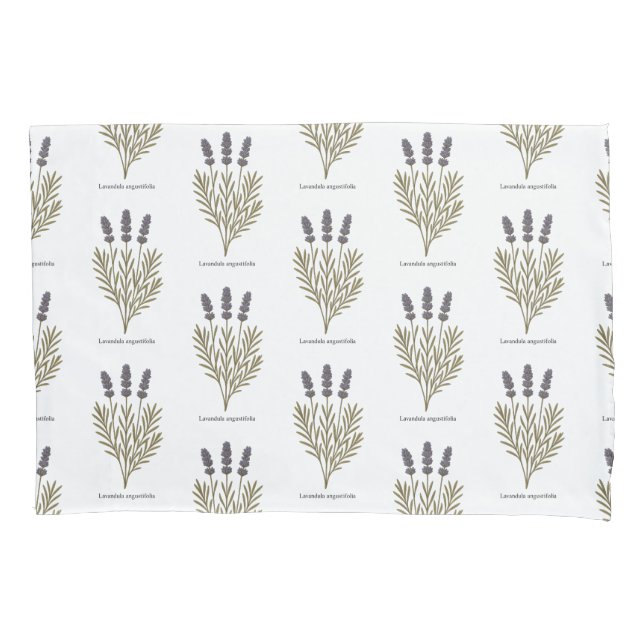 Vintage Lavender Flower Illustration Pillowcase (Front)
