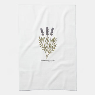 Vintage Lavender Flower Illustration Tea Towel