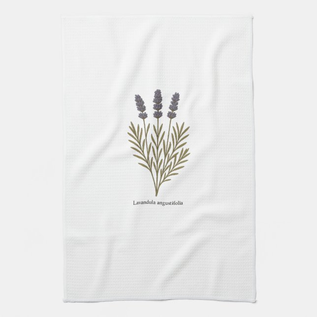 Vintage Lavender Flower Illustration Tea Towel (Vertical)