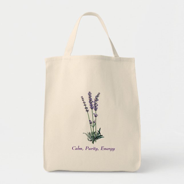 Vintage Lavender Flower Tote Bag (Front)
