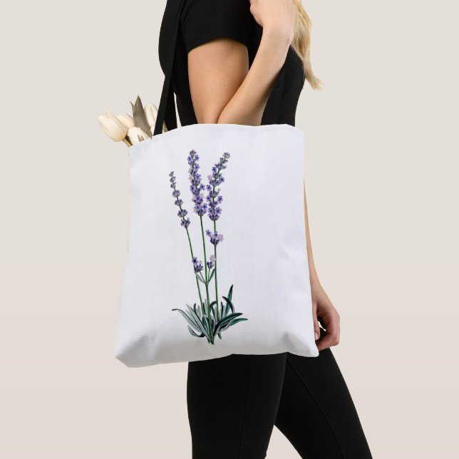 Vintage Lavender Flower Tote Bag (Close Up)