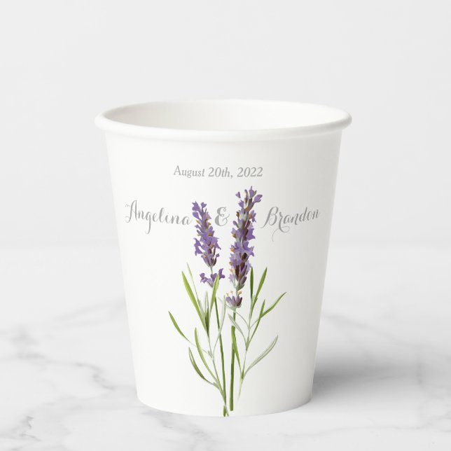 Vintage lavender for wedding paper cups (Front)