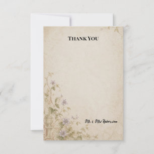 Vintage Lavender Garden Wedding Thank You Card