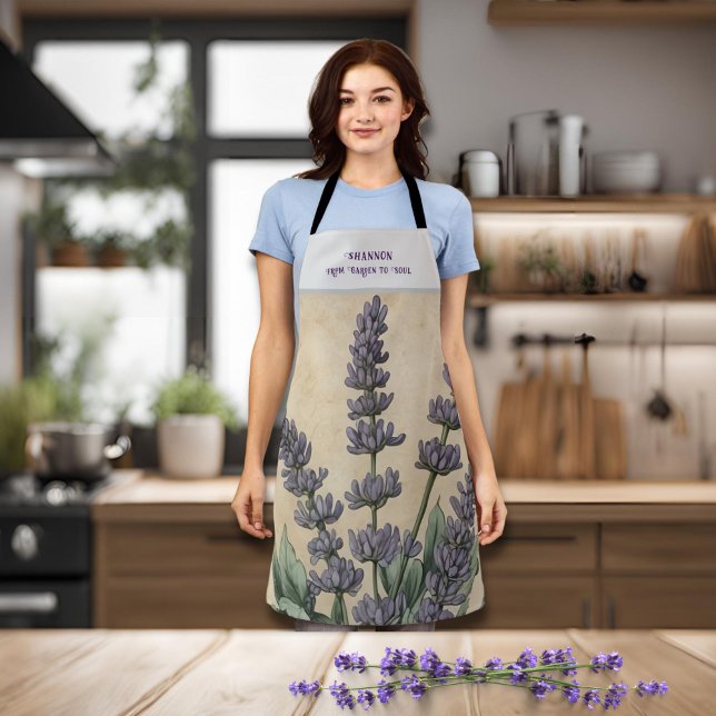Vintage Lavender Herbal Kitchen Apron (Vintage Apothecary Lavender Apron )