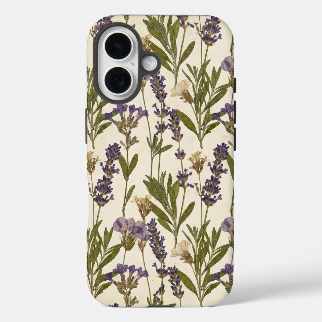 Vintage Lavender Herbarium Botanical iPhone Case (Back)