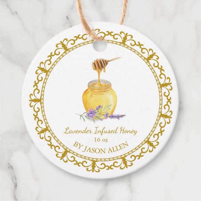 Vintage Lavender Infused Honey Hang Tag (Front)