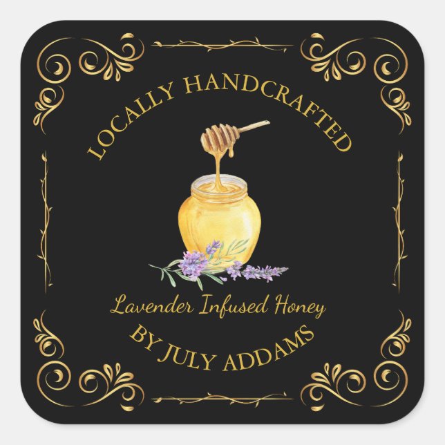 Vintage Lavender Infused Honey Square Label (Front)