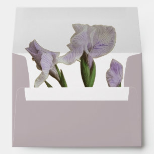 Vintage Lavender Iris Botanical Wedding Envelope