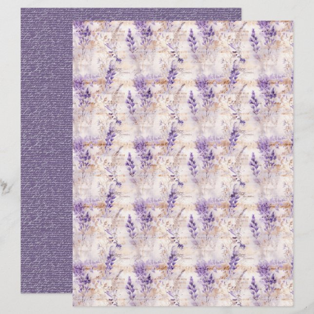 Vintage Lavender Journal Paper Sheet (Front/Back)