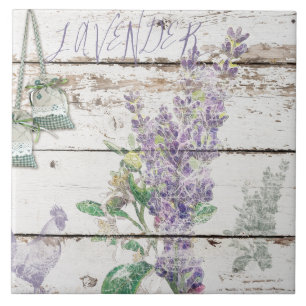 Vintage Lavender Large Ceramic Photo Tile