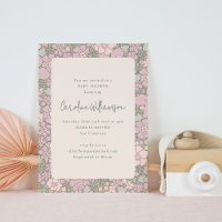 Vintage Lavender Lilac Green Floral Baby Shower