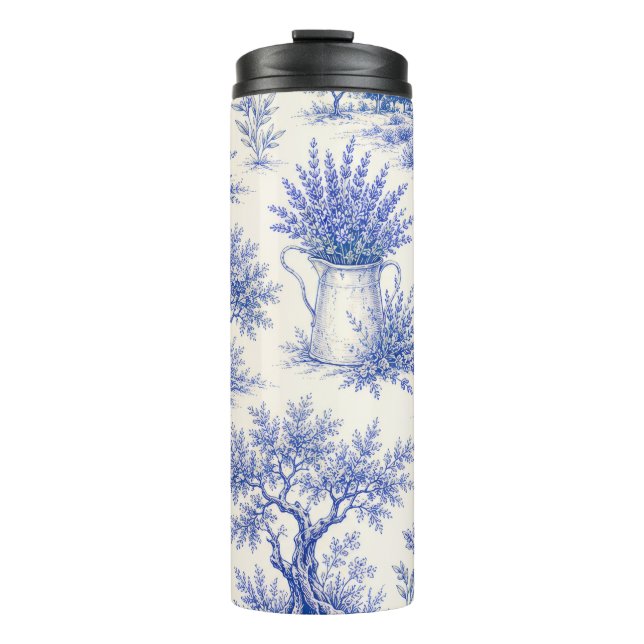 vintage lavender pattern thermal tumbler  (Front)