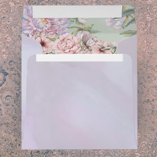 Vintage Lavender Peony Wedding Envelope