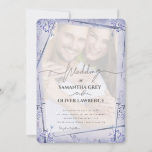 Vintage Lavender Photo Wedding Invitation