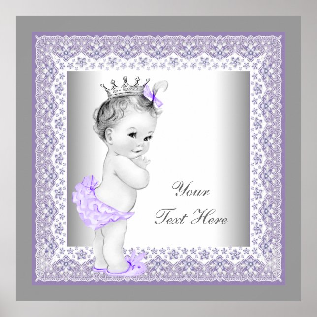 Vintage Lavender Purple Baby Girl Princess Poster (Front)