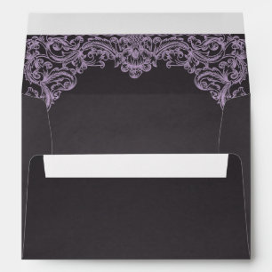 Vintage lavender purple frame & chalkboard wedding envelope