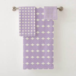 Vintage Lavender Purple Geometric Dots Pattern Bath Towel Set
