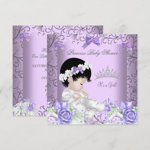 Vintage Lavender Purple Grey Baby Shower Girl Invitation