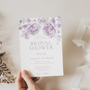Vintage Lavender Roses Elegant Bridal Shower Invitation