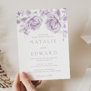 Vintage Lavender Roses Wonderful Wedding Invitation
