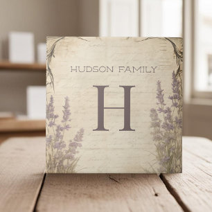 Vintage lavender rustic farmhouse family initial tile