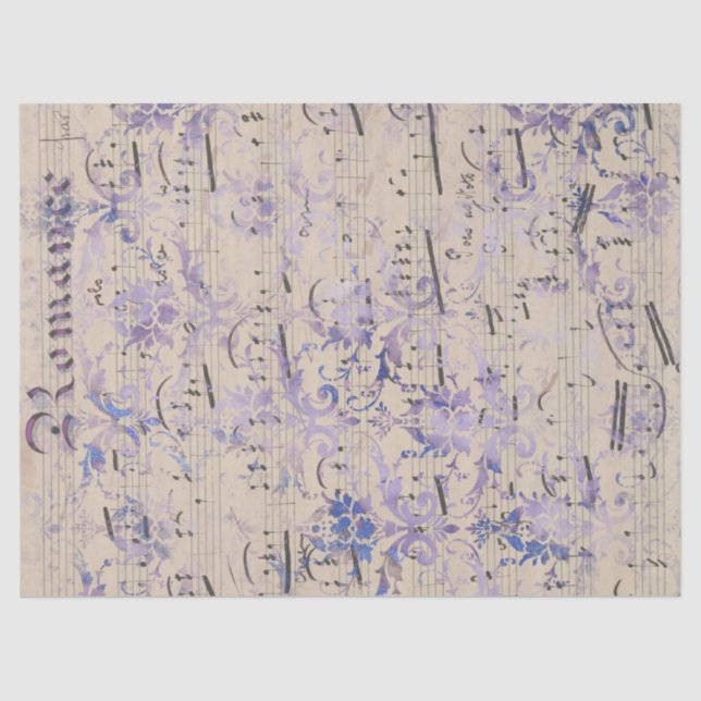 Vintage Lavender Sheet Music Decoupage (Front)