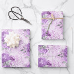 Vintage Lavender Silver Floral Damask Pattern Wrapping Paper Sheet<br><div class="desc">This elegant design features a pattern of vintage lavender and silver floral bouquets on a background of distressed vintage lavender damask.</div>