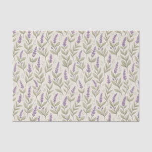 Vintage Lavender Sprigs Cream Botanical Farmhouse Tissue Paper