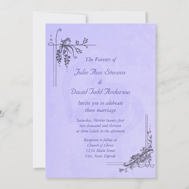 Vintage Lavender Wedding Invitation (Front)