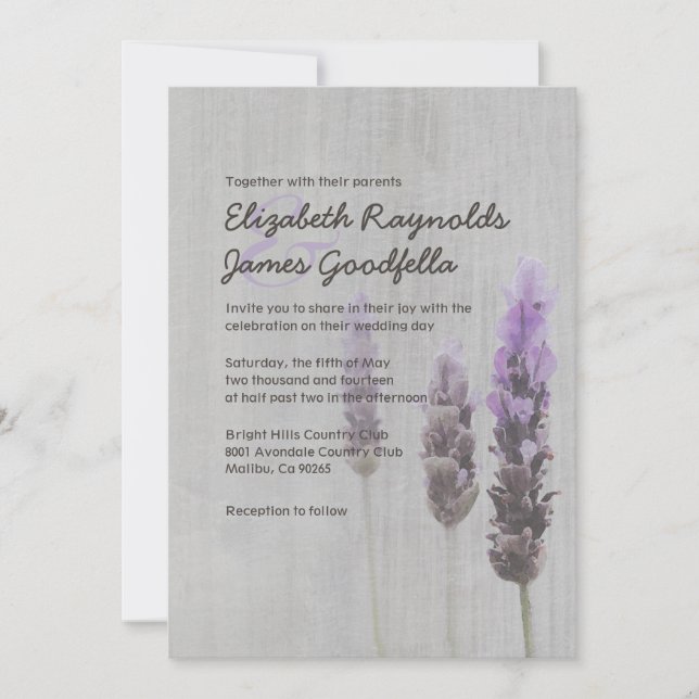 Vintage Lavender Wedding Invitations (Front)