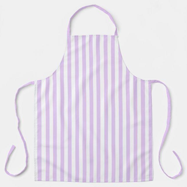 Vintage Lavender & White Stripes Striped Apron (Front)