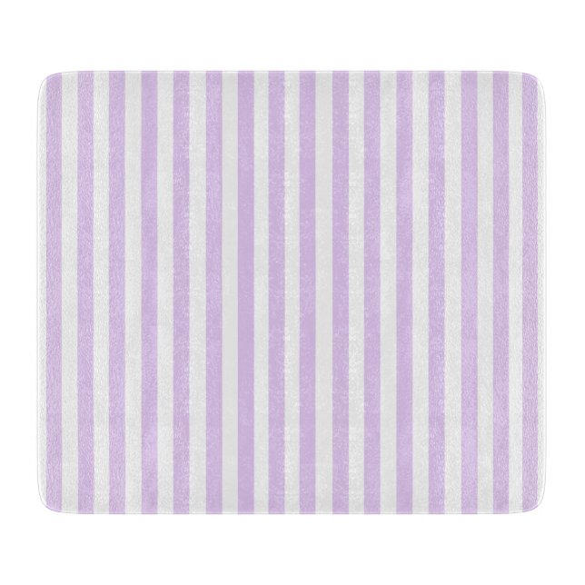 Vintage Lavender & White Stripes Striped Cutting Board (Front)