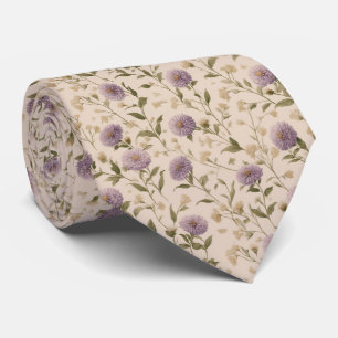 Vintage Lavender Wildflower Personalised Wedding Tie