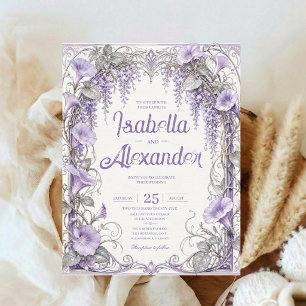 Vintage Lavender Wisteria Wedding Romantic Floral Invitation
