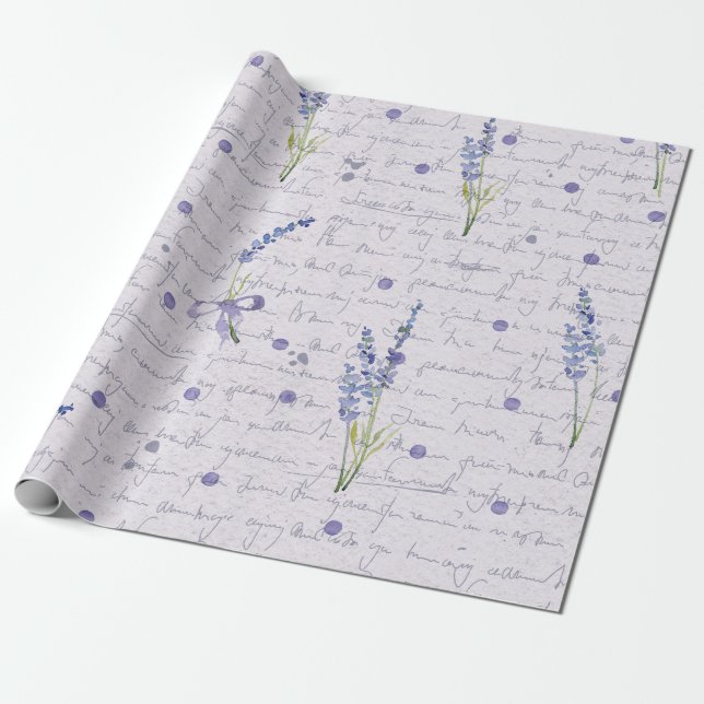 Vintage Lavender Wrapping Paper Roll (Unrolled)