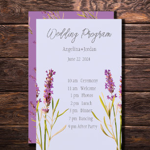 Vintage Lavenders - wedding Program Paper Sheet