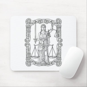 Vintage Law & Justice Line Art Legal Professional Mouse Mat