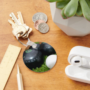 Vintage Lawn Bowls And Jack,  Keyring 